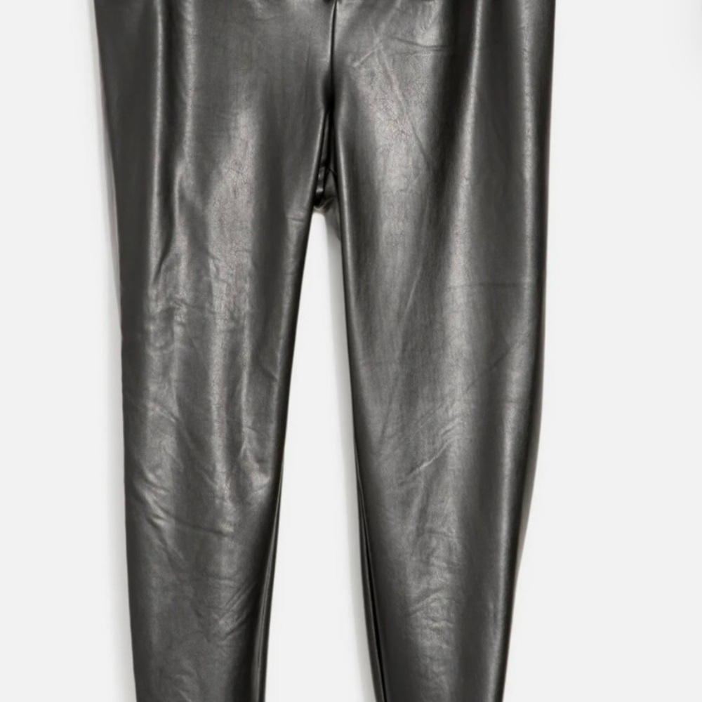 Catherine Malandrino Black Faux Leather Trim Top with Pink Label